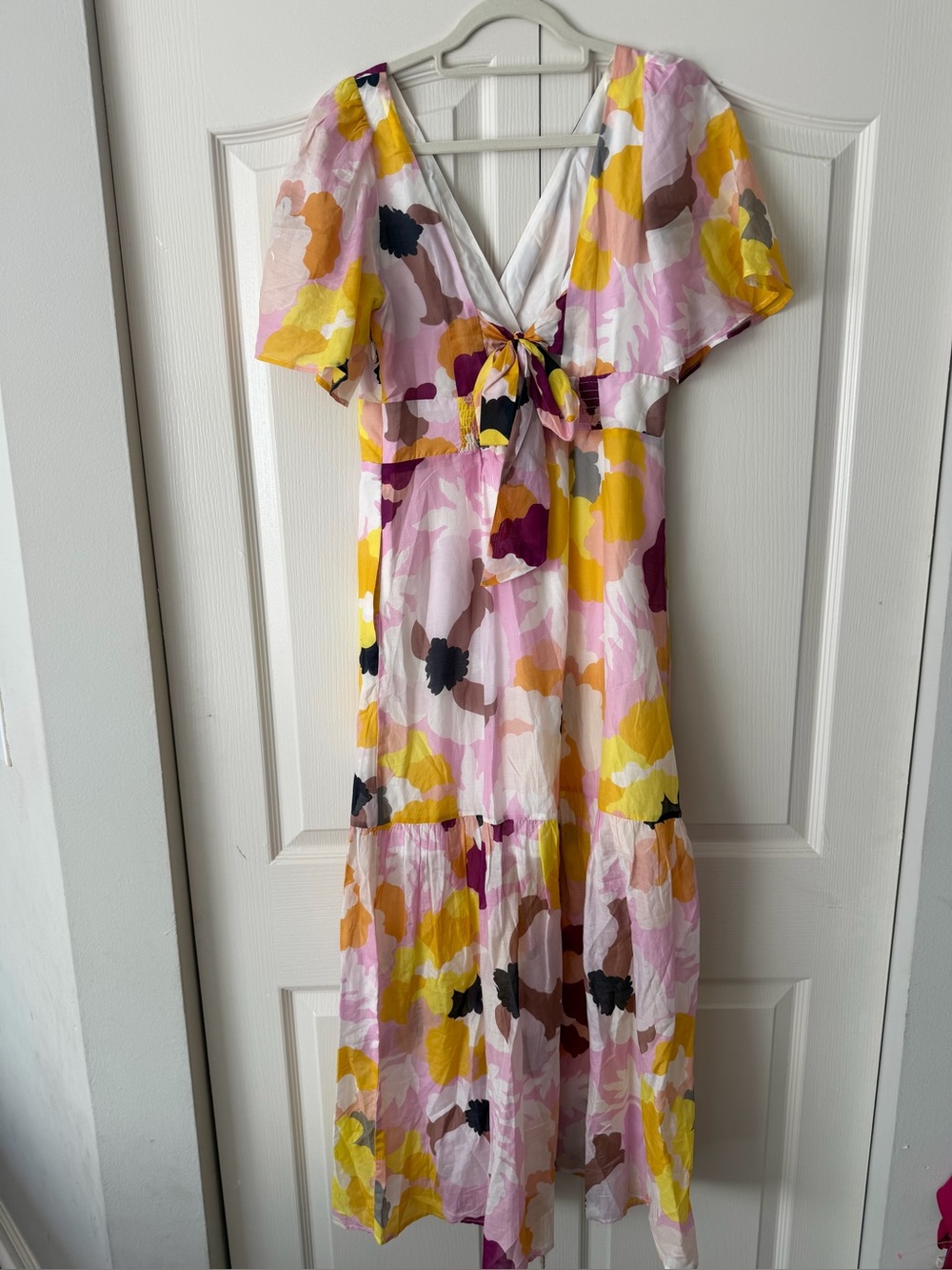 Anthropologie Maeve Pink, Yellow & Black Floral Maxi Dress - Picture 2 of 3